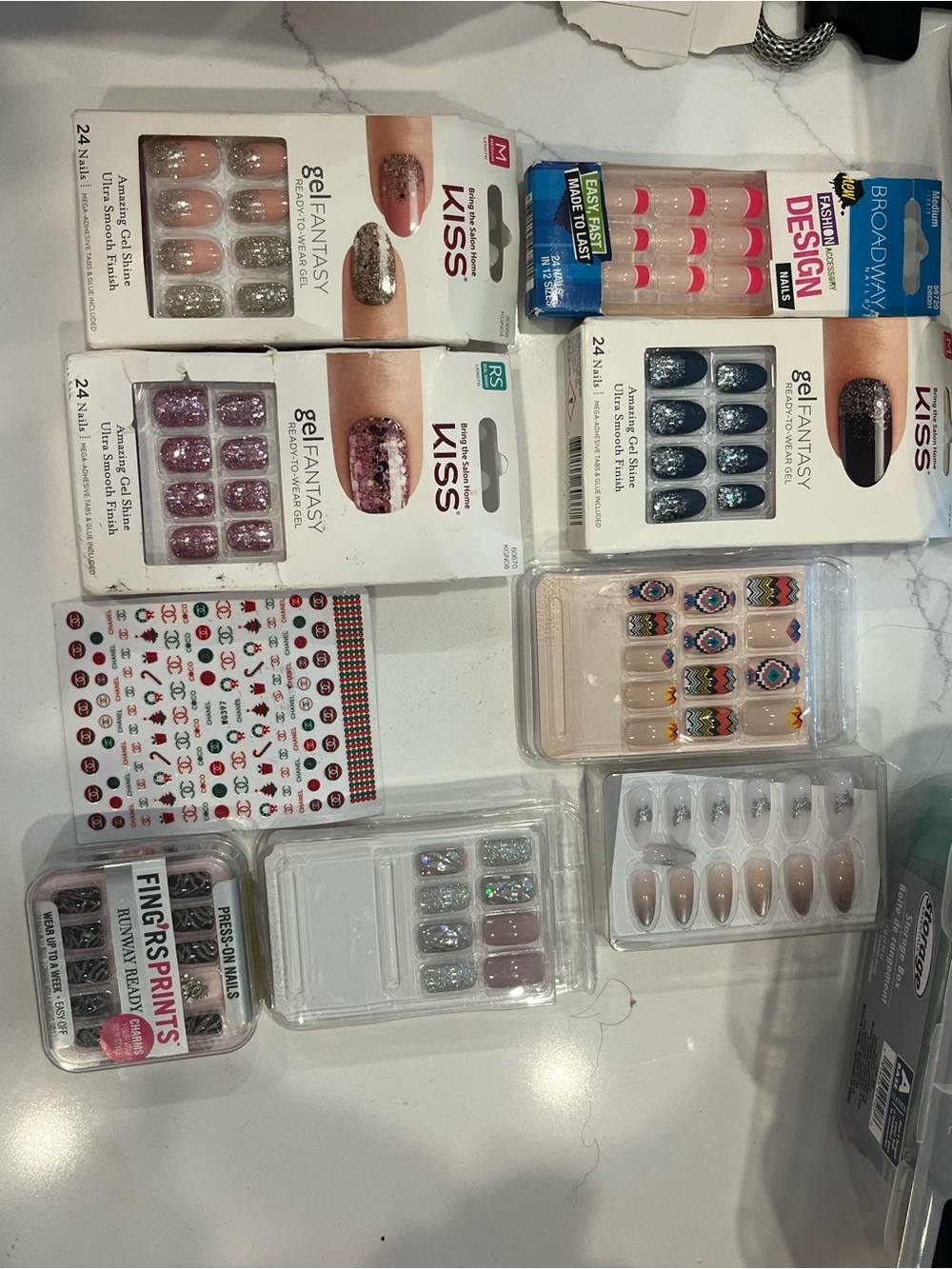 KISS Gel Fantasy Press-On Nails - Assorted Pink, Purple & Silver Sets